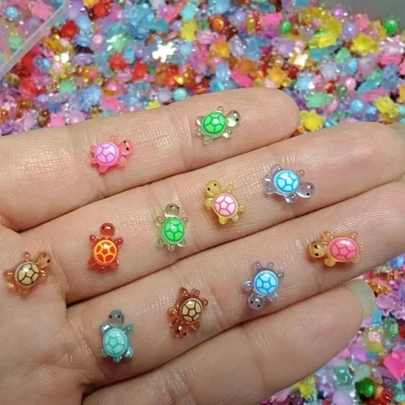 100pcs Glow In The Dark Resin Turtle Figurines /Cute Miniatures For Fairy Garden Micro Landscape, Dollhouse Decor Crafts