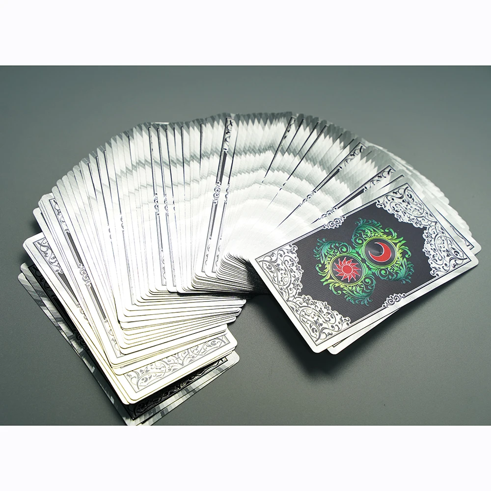 

Silver PVC Waterproof Classic Tarot Cards with Guidebook Anti-Wrinkle Luxury Gold Foil Classic Tarot Cards Deck for Beginners