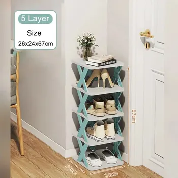 Multi-Layer Shoe Rack Storage Organizer Household Stackable Shoe Cabinet Space Saving Storage Dormitory Shoes Organizers Doorway 5