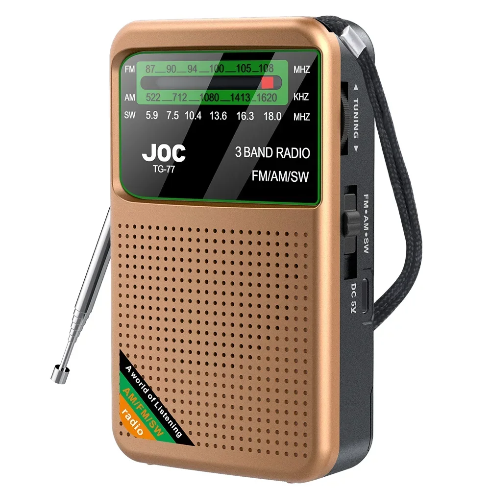 Compact Rechargeable AM/FM/SW Radio with Superior Reception and Earphone Support
