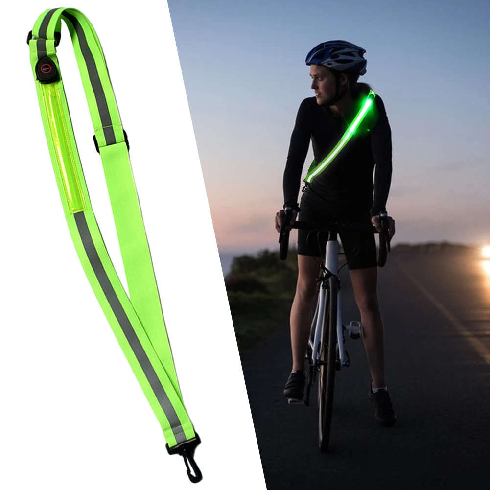 USB Rechargeable Safety Reflective Running Gear High Visibility LED Reflective Belt for Night Running Cycling Jogging Walking