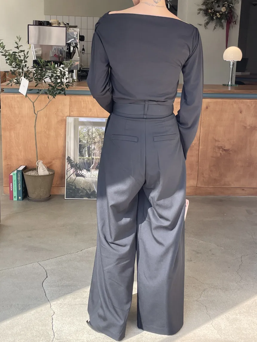 Women Long Pants Wide Leg Pant Solid Casual Regular Loose Simple Elegant Splice Tight High Waist Capris Autumn Trousers