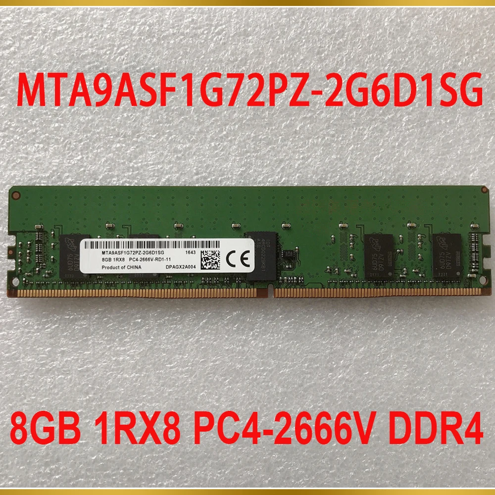 1PCS For MT 8G 8GB 1RX8 PC4 2666V DDR4 2666 Server Memory MTA9ASF1G72PZ 2G6D1SG