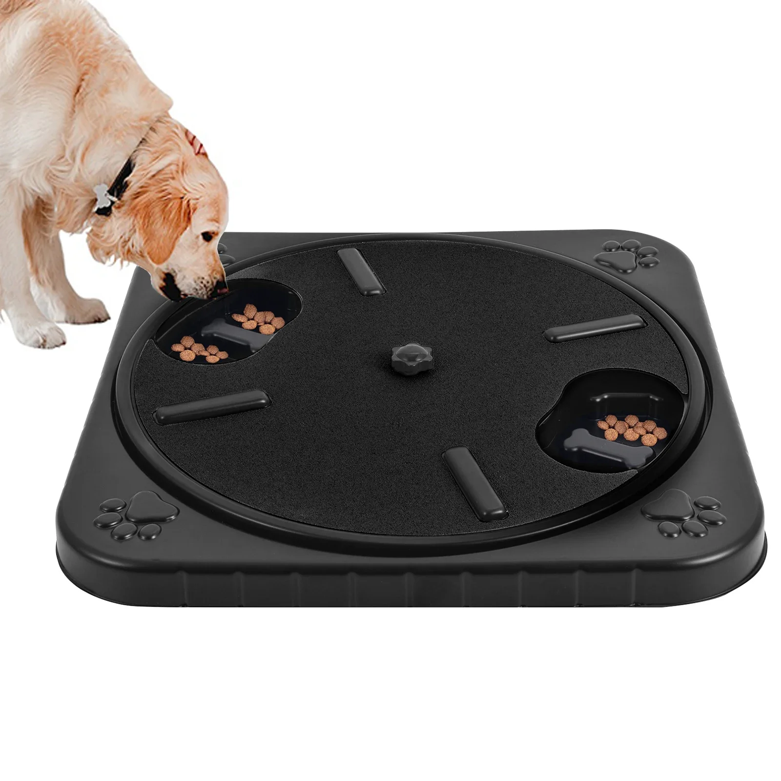 Dog nails scratch pad rotatable round pet nail file board with food storage box interactive nail grinding pad training