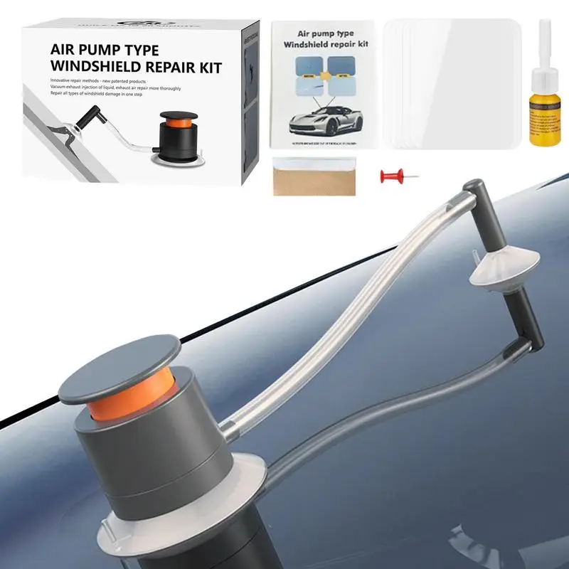 

Automotive Glass Nano Repair Fluid Windshield Repair Kit Air Pump Type Windscreen Crack Repair Kit For Fix Chips Bulls-Eye