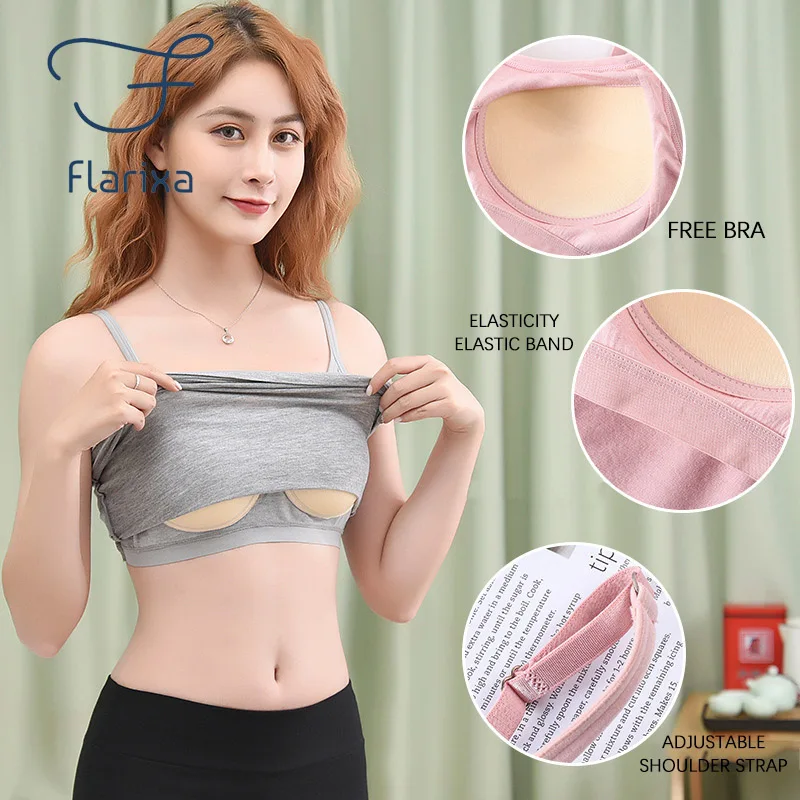 

Flarixa Sexy Crop Top Women's Underwear Cropped Tube Top With ChestPad Sleeveless Vest Seamless Sports Bra Tanks Female Camisol
