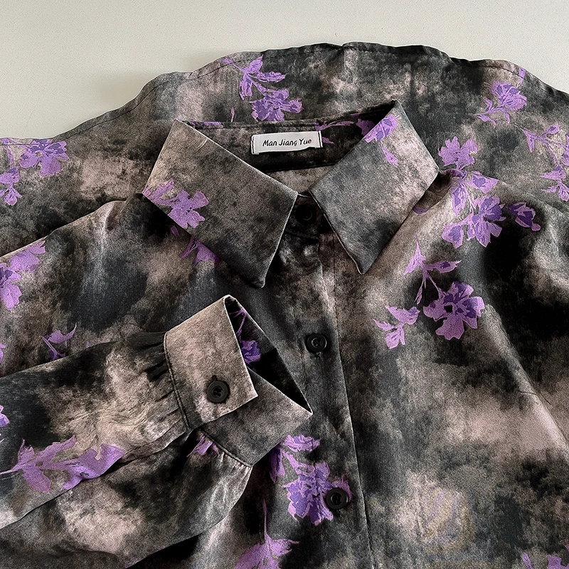 

Женская модная повседневная Свободная рубашка с цветочным принтом, блузка, женские топы, женская рубашка на пуговицах, женская одежда с длинным рукавом BVA1278