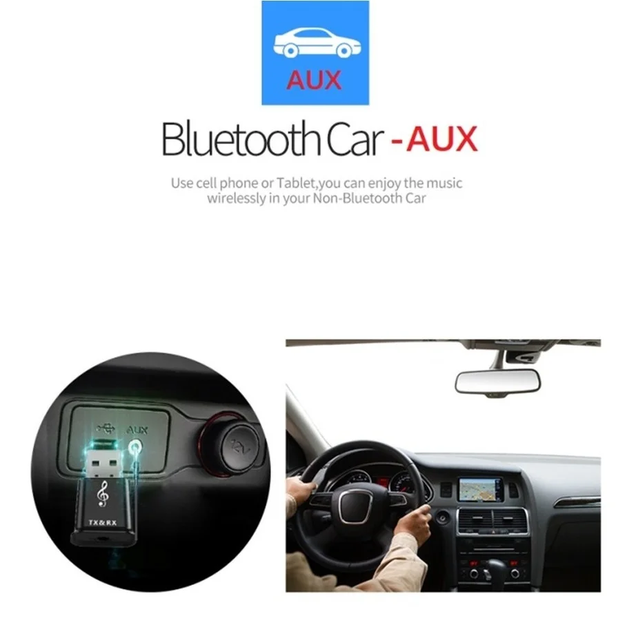 2 in1 Bluetooth 5.0 Transmitter Receiver Mini 3.5mm AUX Stereo Wireless Adapter For Wireless Earphone TV MP3