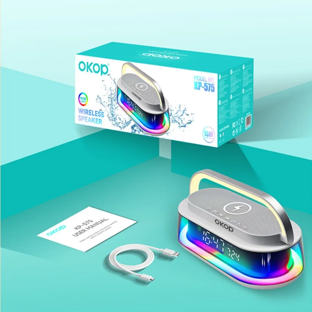 Bluetooth Lautsprecher Mit Kabellosem Ladegerät Und Wecker Rgb_voghion.com