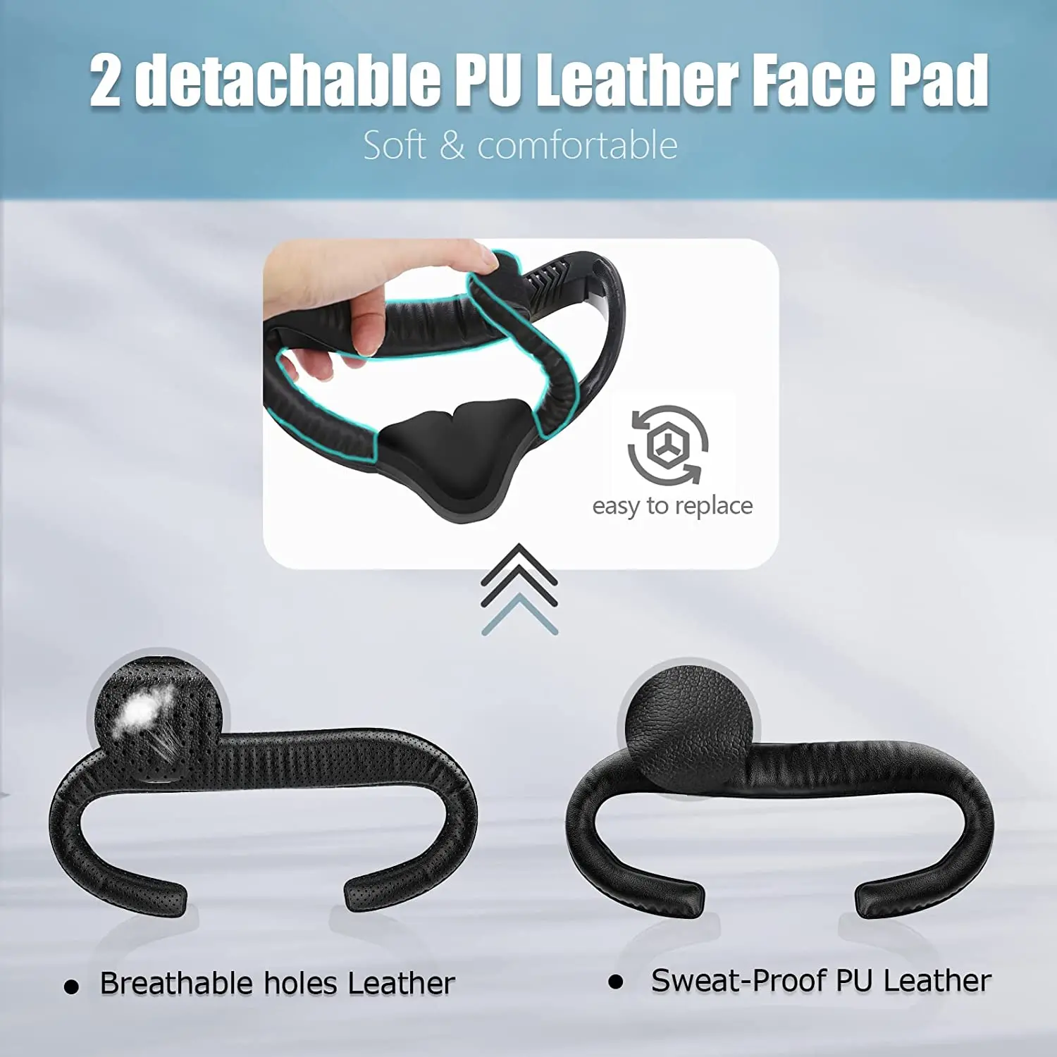 VR Face Pad Hanpusen Face Cushion Pad Oculus Quest 2 Accessory VR Fitness Facial Interface Bracket Cover Sweat Proof PU Leather Foam Pad