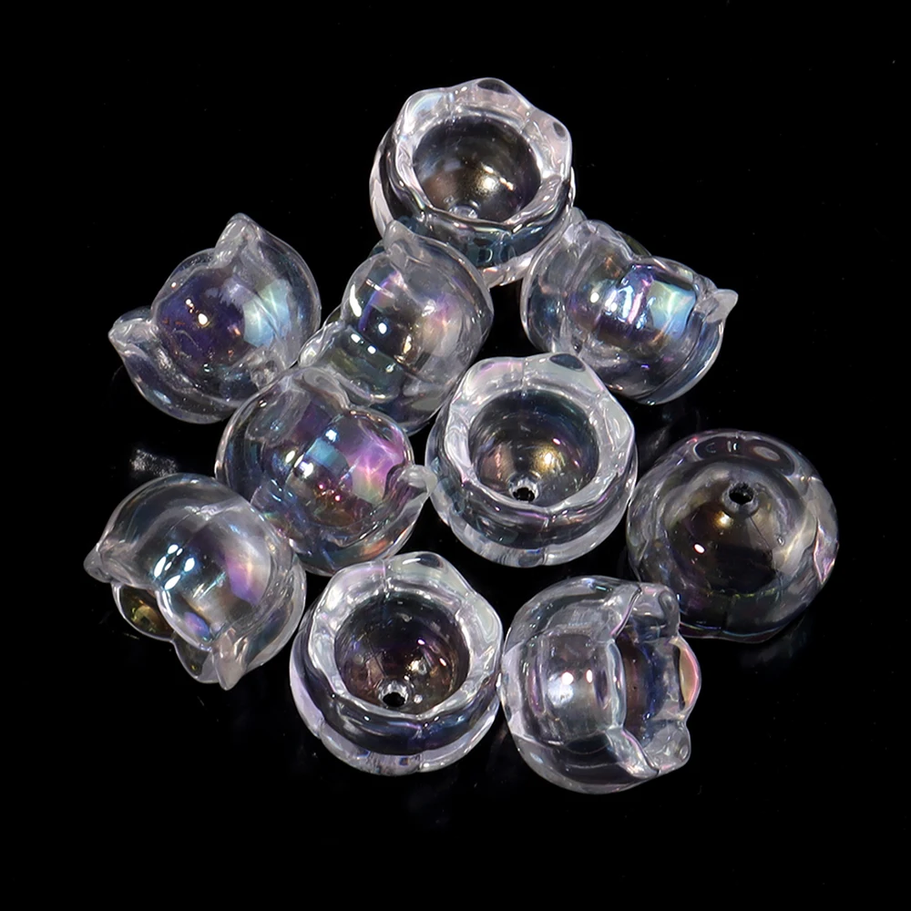 Elegant Lily of the Valley Transparent Acrylic Flower Beads - Set of 10