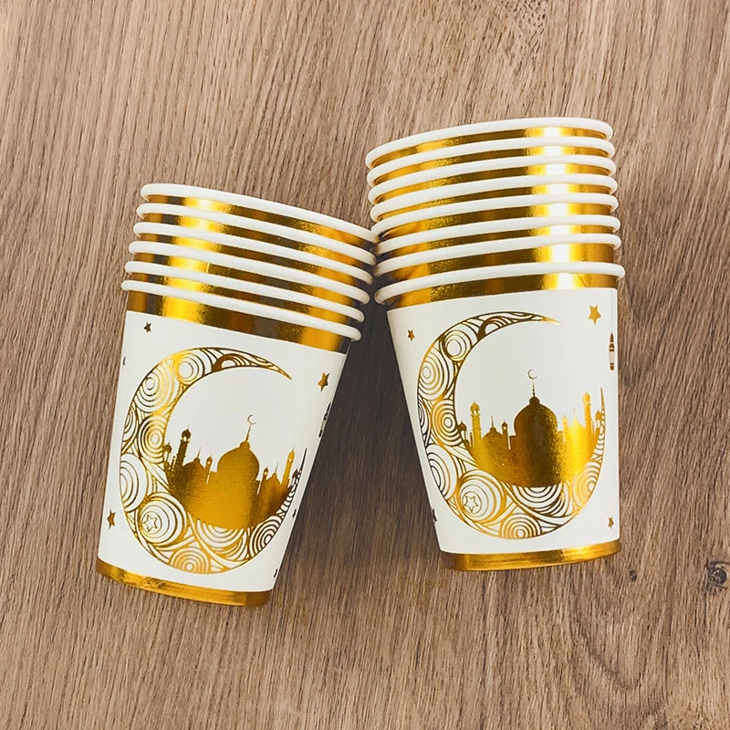 Eid Mubarak Decoration Paper Napkin Plate Cups Disposable Tableware Ramadan Kareem Home Decor Eid Islamic Muslim Party Supplies