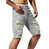 Men's Summer Casual Personality Irregular Foot Denim Shorts Wool Ripped Vintage Street Fifth Jeans 2