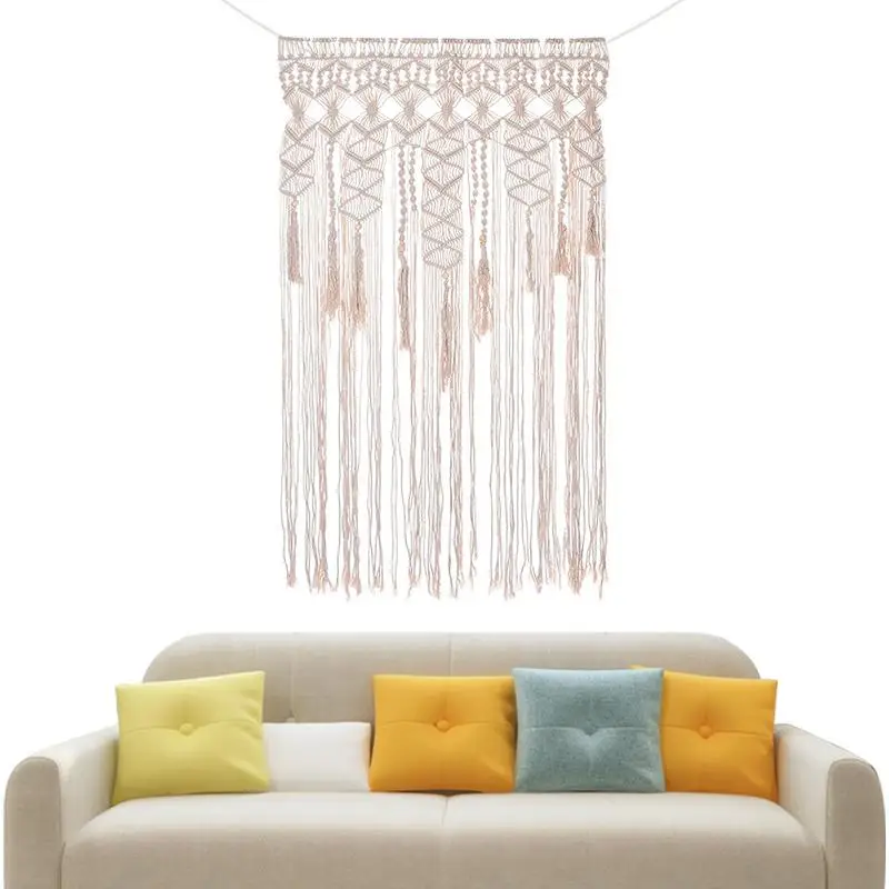 

Boho Macrame Tapestry Nordic Style Wall Hanging Decor Boho Wall Decor Tapestry Boho White Hanging Woven Rope For Bedroom