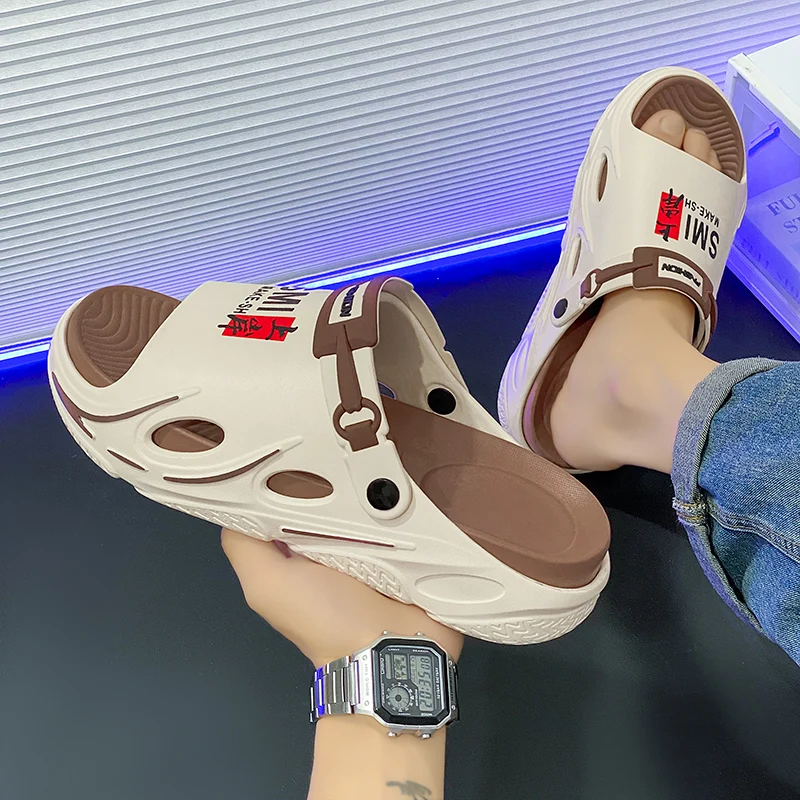 Men's Fashion Slippers - Casual Open-Toe Slippers, Durable Pvc Materials, Comfortable for Indoor and Outdoor Use, All Year Round