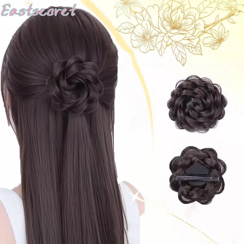 Bun Clipping Flower Bud Wig