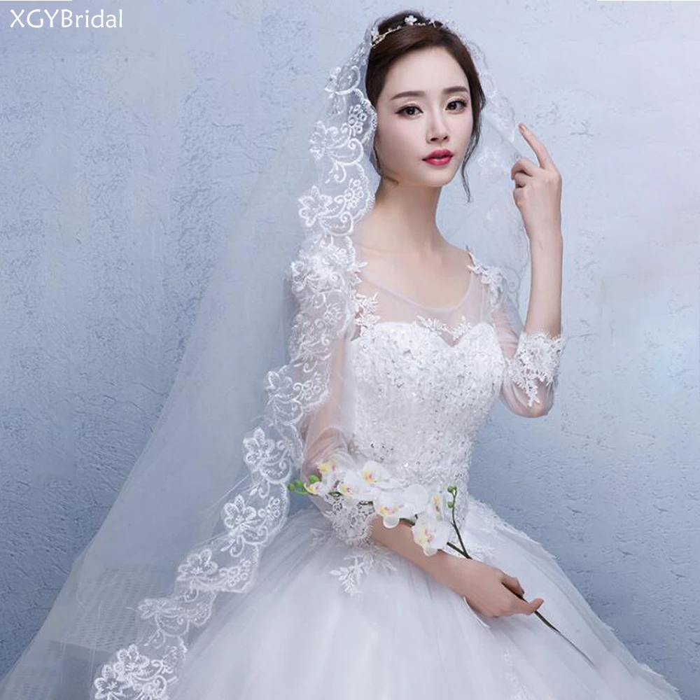 New Arrival Veu Noiva Bridal Veil 2023 Single Layer Lace Wedding Veil Lace Flower Edge Appliques Wedding Accessories For Women new arrival white ivory cathedral wedding veils for bride wedding accessories boda veu de noiva sexy bridal veil velo