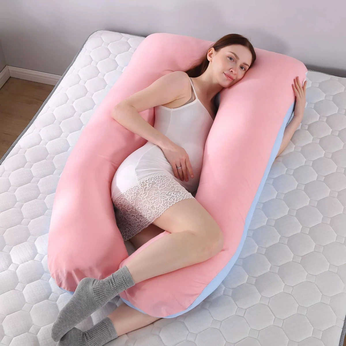 U-shaped maternity pillow waist support pillow core side sleeping can be disassembled washable nursing