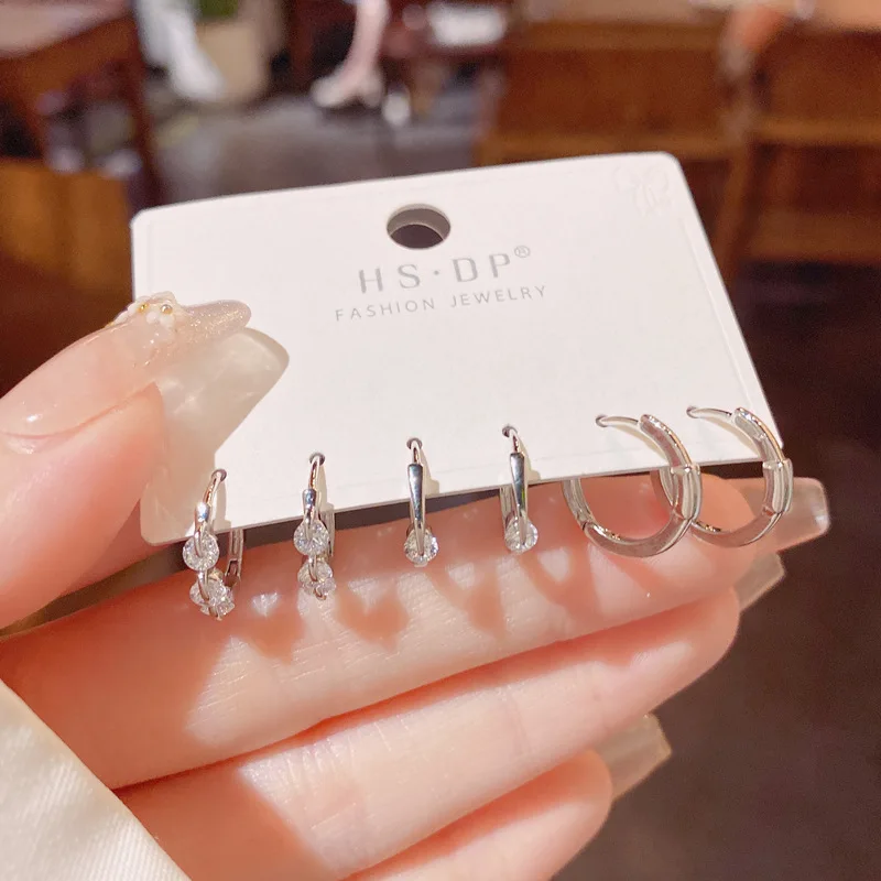 2023 New earrings Gold set earrings Women's earrings Fashionable and simple Three earring sets