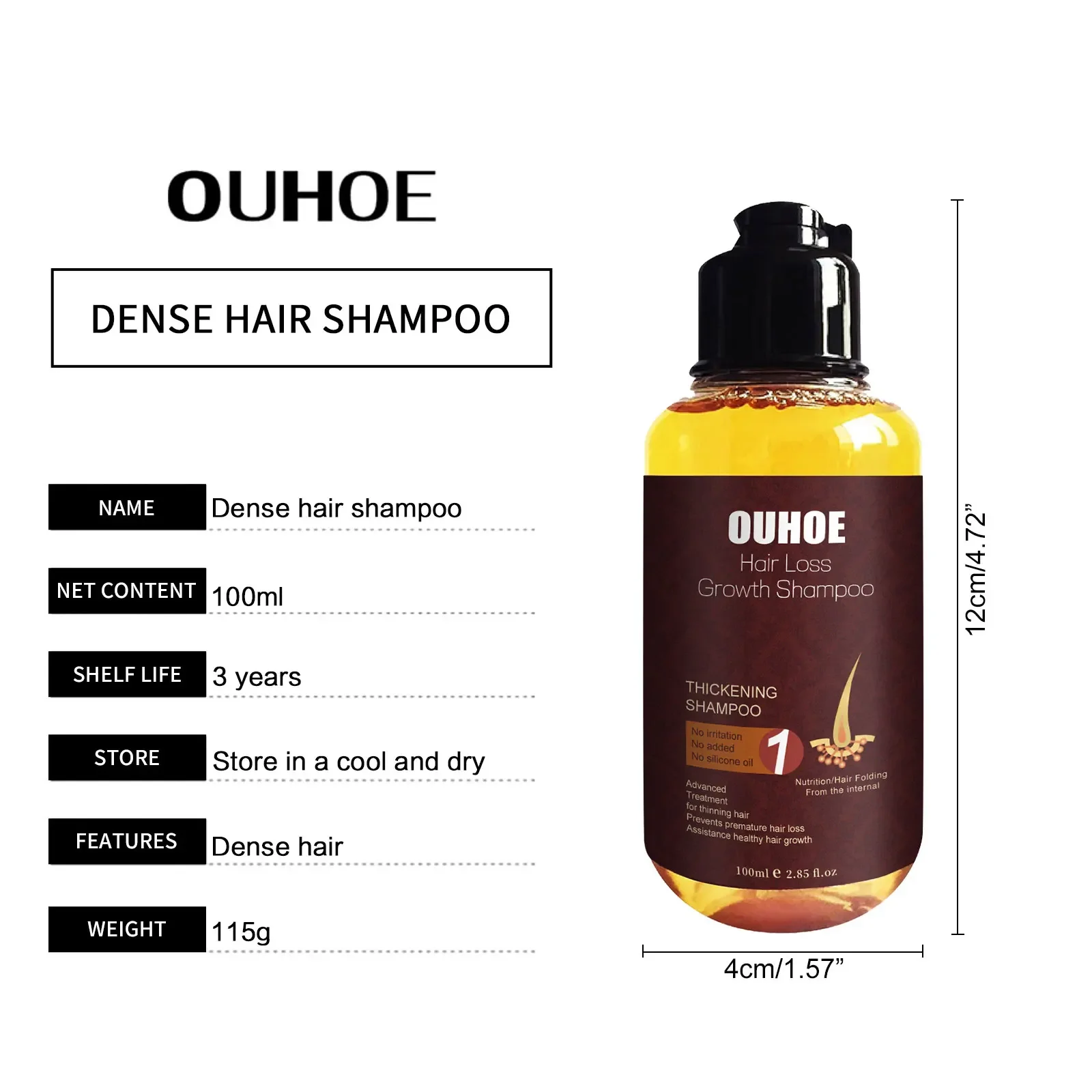 Shampooing pour la croissance des cheveux Traitement du cuir chevelu Nettoyage en profondeur des follicules Prévention de la calvitie Alopécie Nourrissant Épaississant Shampooing anti-chute de cheveux_voghion.com