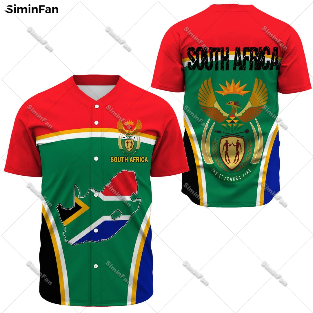 

South Africa Active Flag Coat Of Arms Baseball Jersey Shirt 3D Printed Men Summer Collarless Tee Unisex Sporty Tshirt Female Top