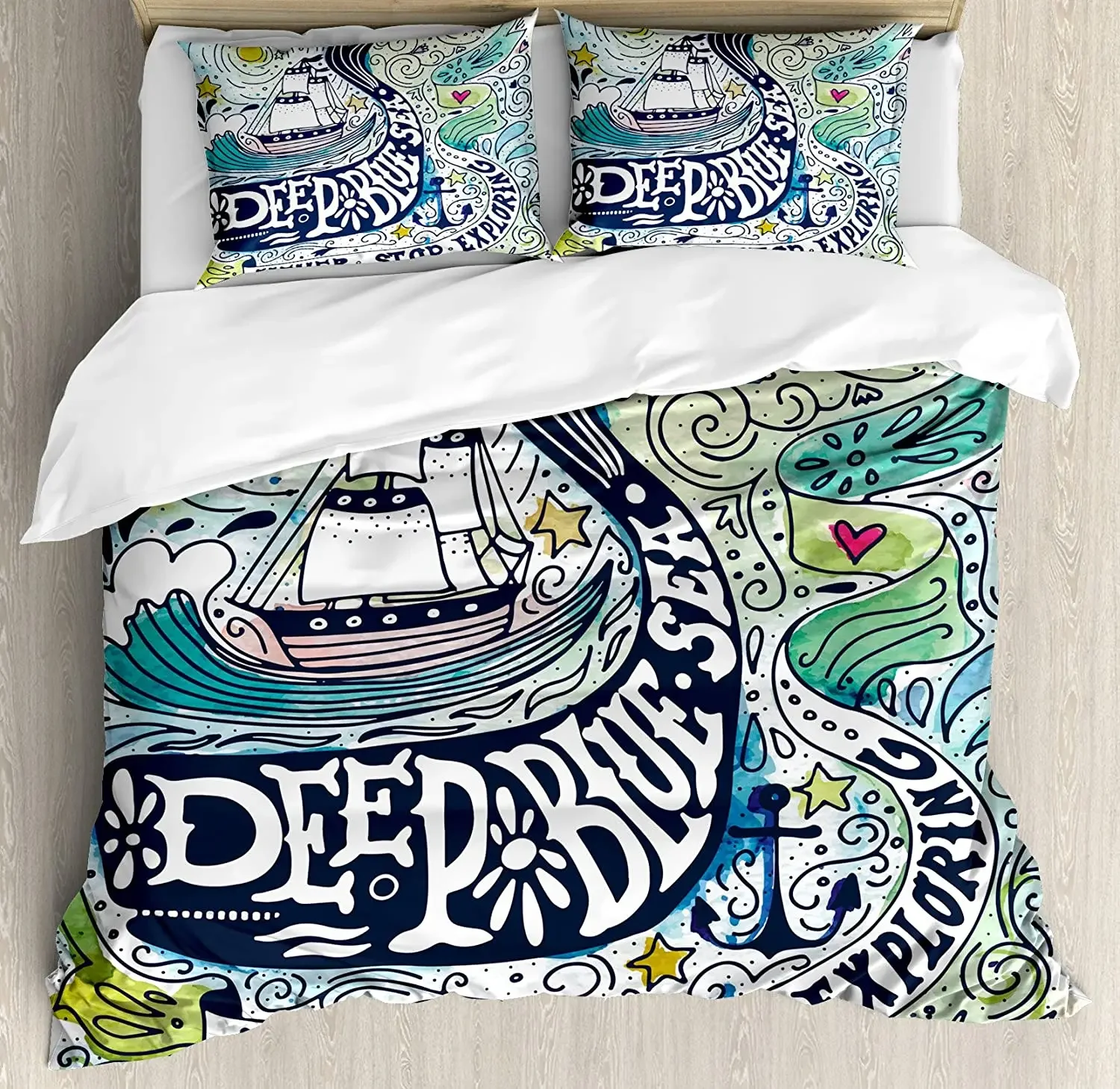 

Whale Bedding Set For Bedroom Bed Home Cute Whale on Wavy Ocean Design Swimming to an Isla Duvet Cover Quilt Cover Pillowcase