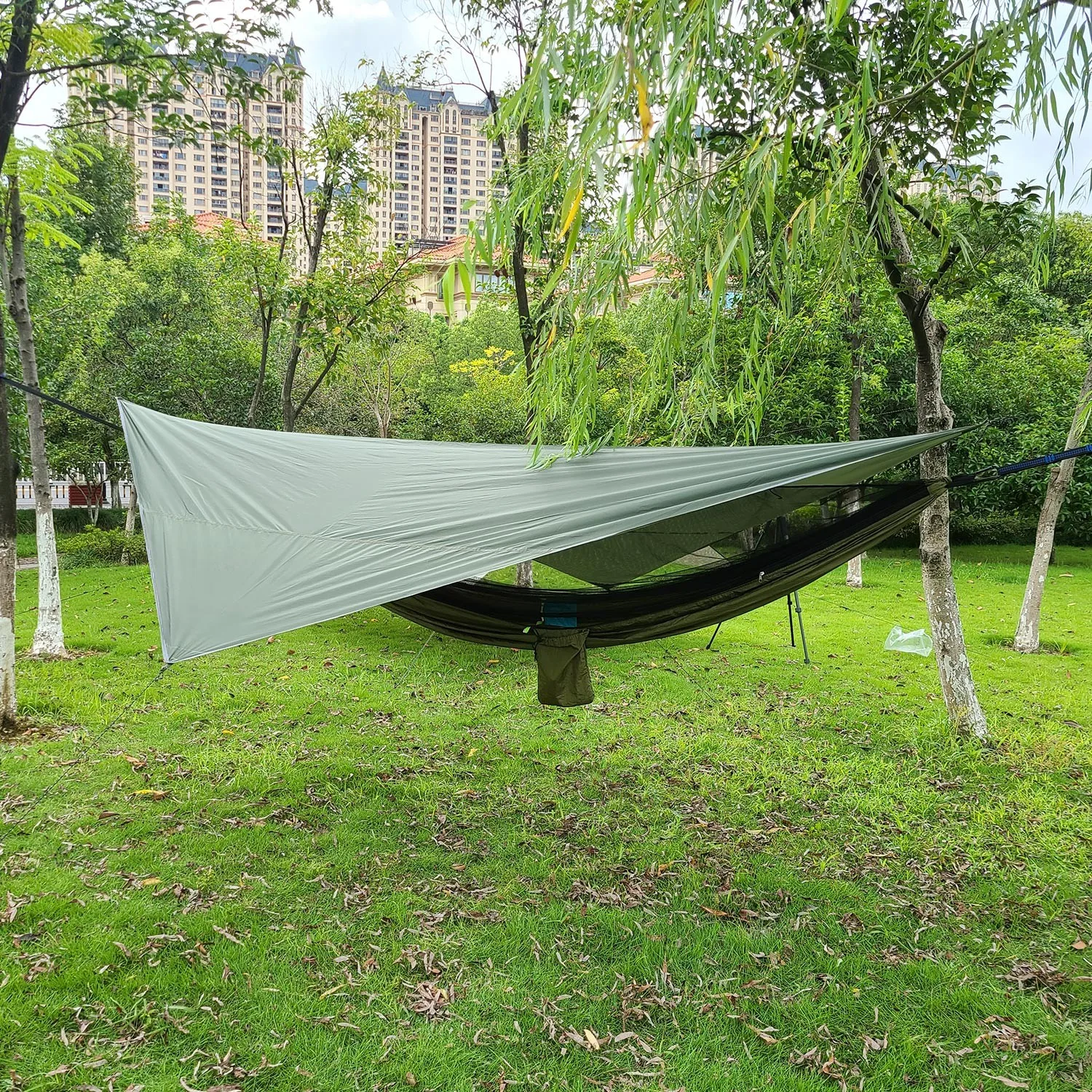 Portable Mosquito Net Nylon Camping Hammock with Waterproof Rain Fly Canopy Tarp  for Outdoor Hanging Bed Sleeping 5