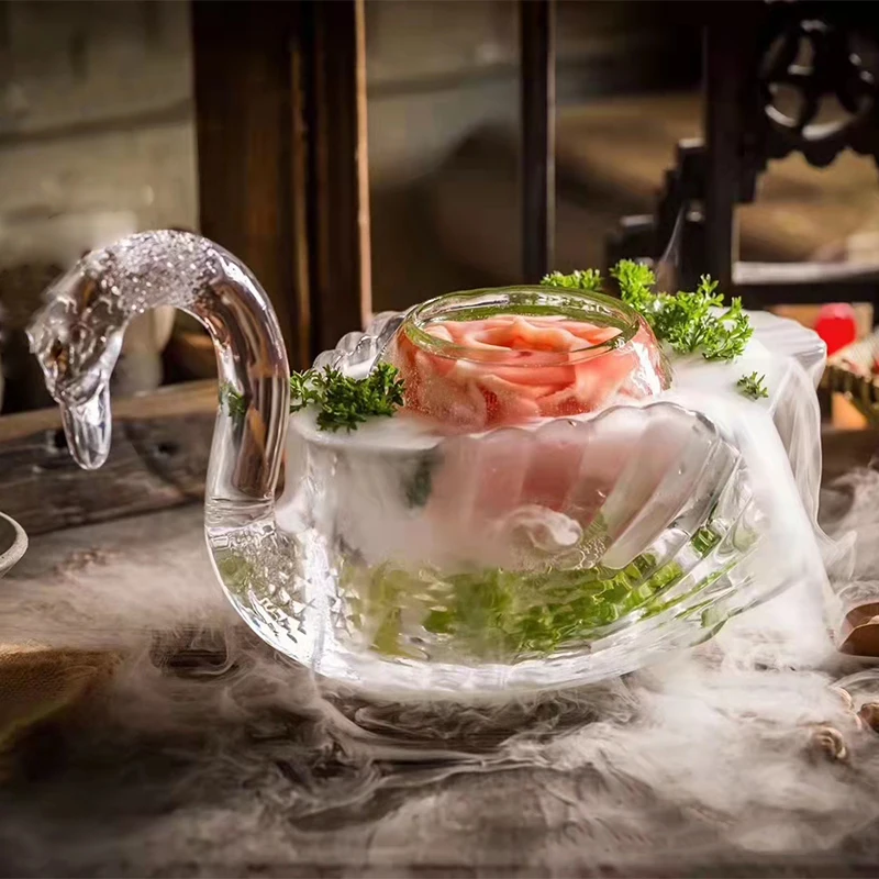

Online celebrity Commercial Hotpot Duck Intestines and Goose Intestines Special Creative Tableware Swan Crystal Glass Bowl Hotel