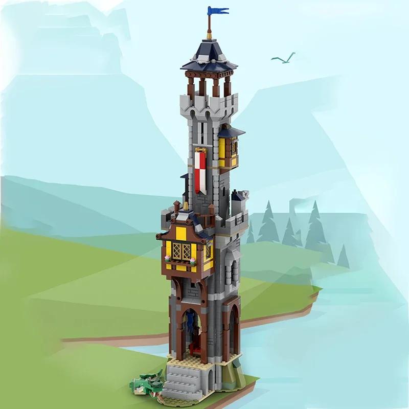 캐슬 모델 Moc 빌딩 브릭, 나이트 커맨더 타워 기술, 모듈식 블록 선물, 크리스마스 장난감, DIY 세트 조립