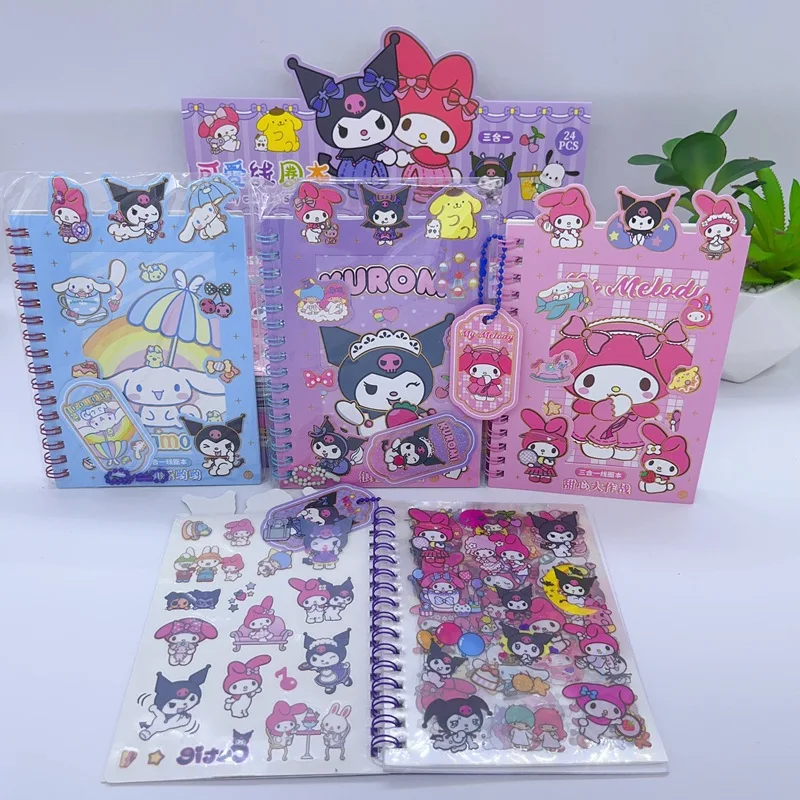 

24 шт., Мультяшные наклейки для блокнота Sanrio Kuromi Melody