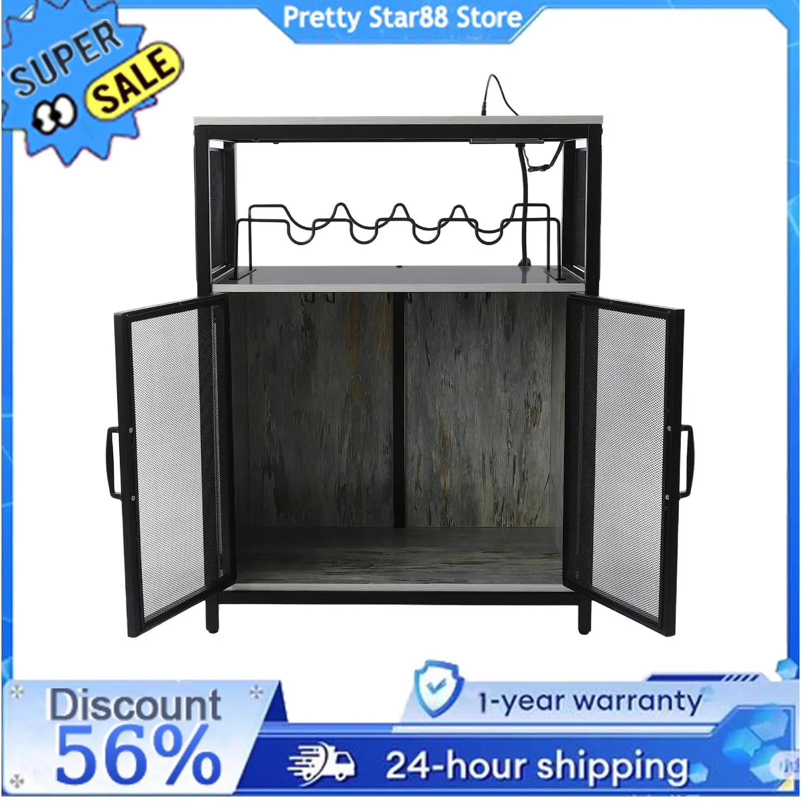 Wine Bar Cabinet with Rgb Light Made to Last Freestanding Wine Rack Table Large Capacity Liquor Cabinet Bar Stand for Kitchen