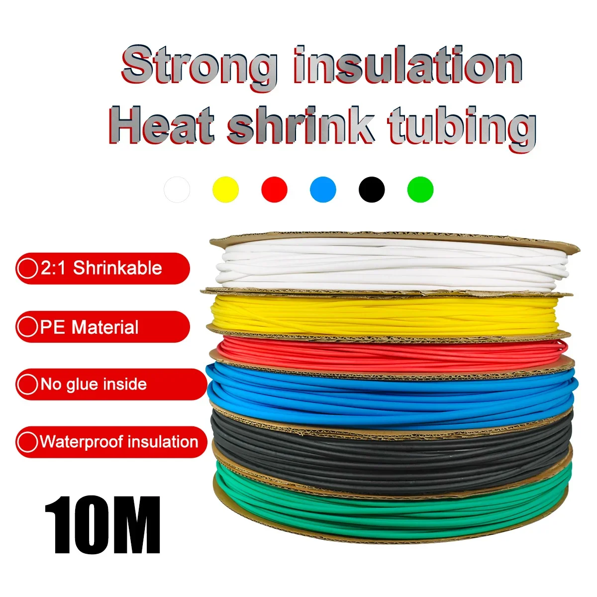 Heat Shrink Tube 10 Meter 2:1 Waterproof Insulating Shrinking Sleeve Universal Wire Protection Heat-shrinkable No Glue Inside
