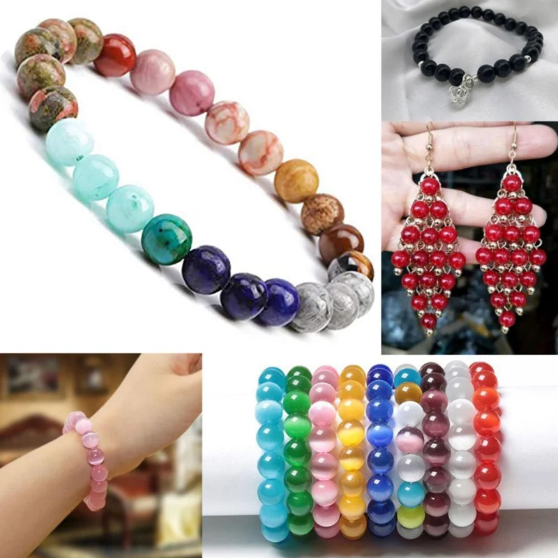 1Box Multicolor Natural Tiger Eye Beads Alloy Spacer Beads for DIY Bracelet Necklace Jewelry Making Crafts with Findings Kit