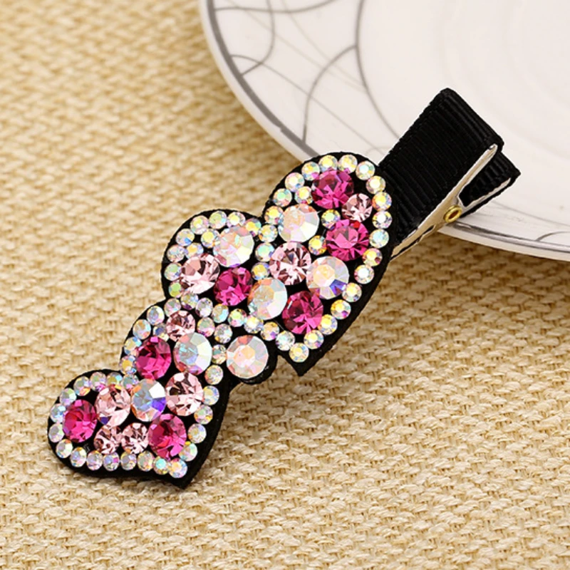 

Korean Girl Ponytail Holder Hair Pins Crystal Rhinestone Heart Full Diamond Duckbill Hair Clips for Women Hair Accessories