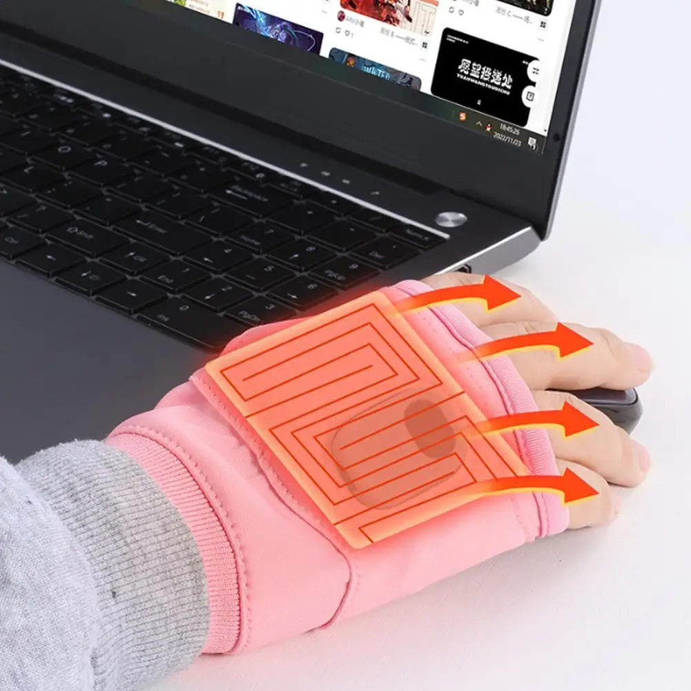 

New Heating Gloves Rechargeable Winter Warm Electric Heated Gloves Fingerless Hand Warmer Thermal For Sports Skiing Gloves USB