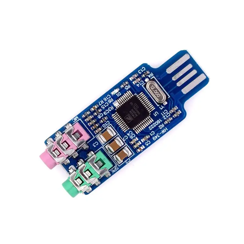 CM108 USB 오디오 인터페이스 모듈 2Pcs 드라이버리스 외부 사운드 카드 24비트 ADC/DAC 3.5Mm 스테레오 잭 I2S