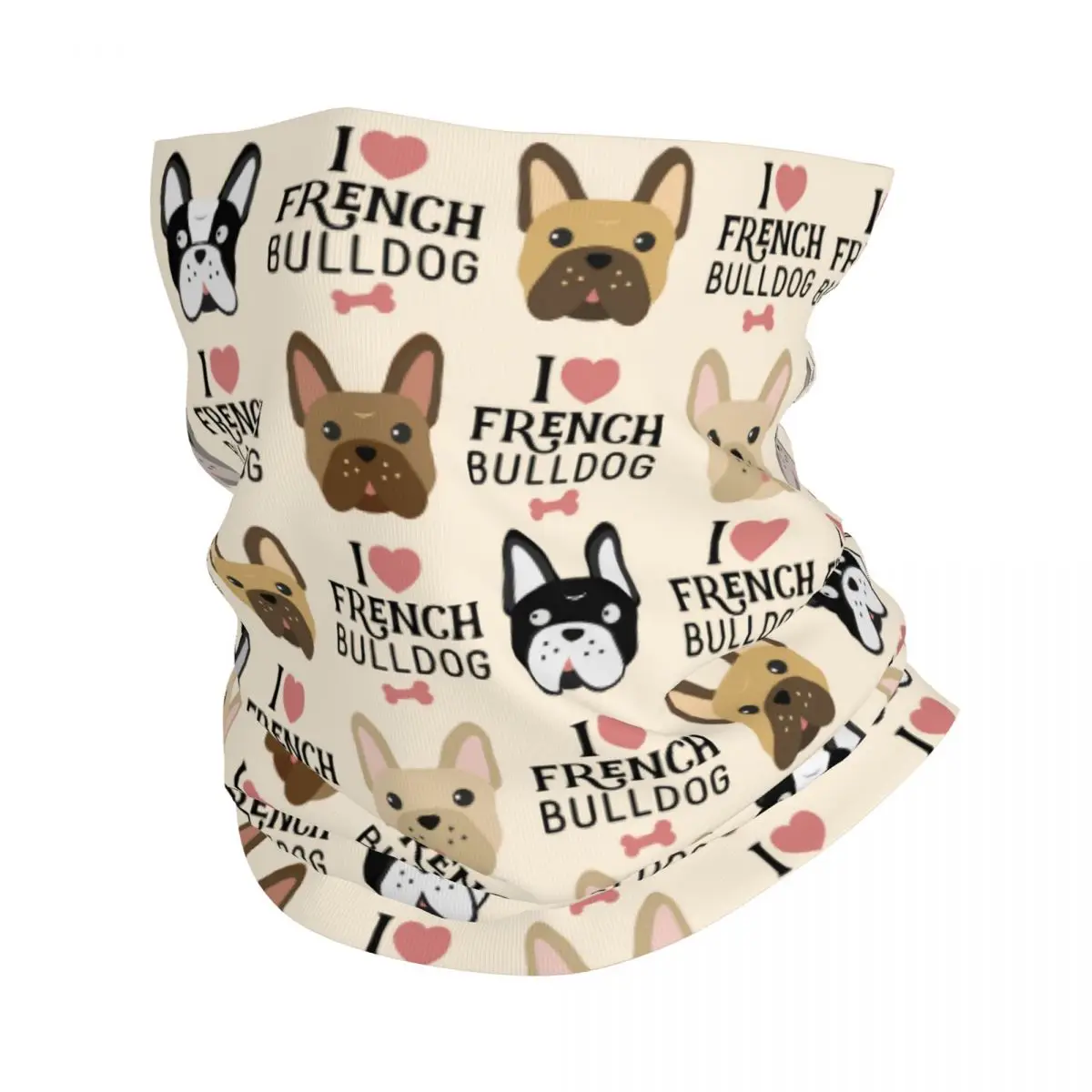 

French Bulldog Vintage Style Bandana Neck Warmer Men Women Winter Ski Hiking Scarf Gaiter Frenchies Dog Pet Gift Face Cover