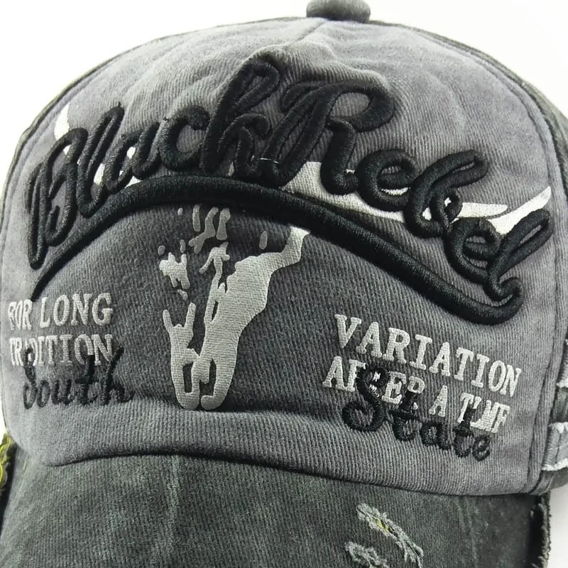 Hat Men's Peaked Sports Cap Embroidered Distressed All-Matching Sun-Proof Baseball Cap Running Hiking Golf Korean Version