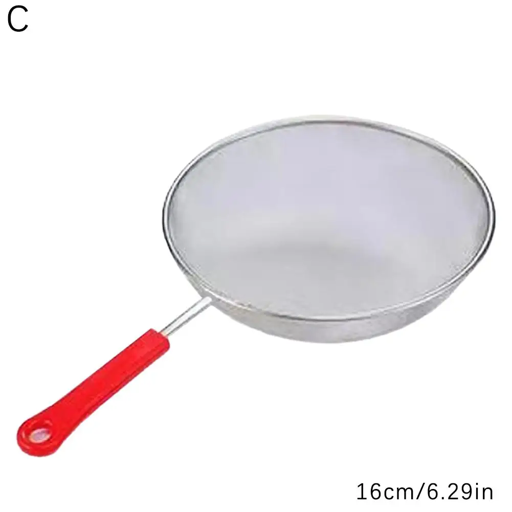 NEW Steel Flour Filter Screen Wood Handle Filter Household Oil Fine Spoon Residue Fried Strainer To Cooking Scoop H0R3