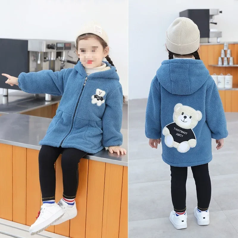 Thickened Fleece Winter down Jacket for Girls Baby Outerwear Warm Protective Covering Coat Children's Clothing Outerwear