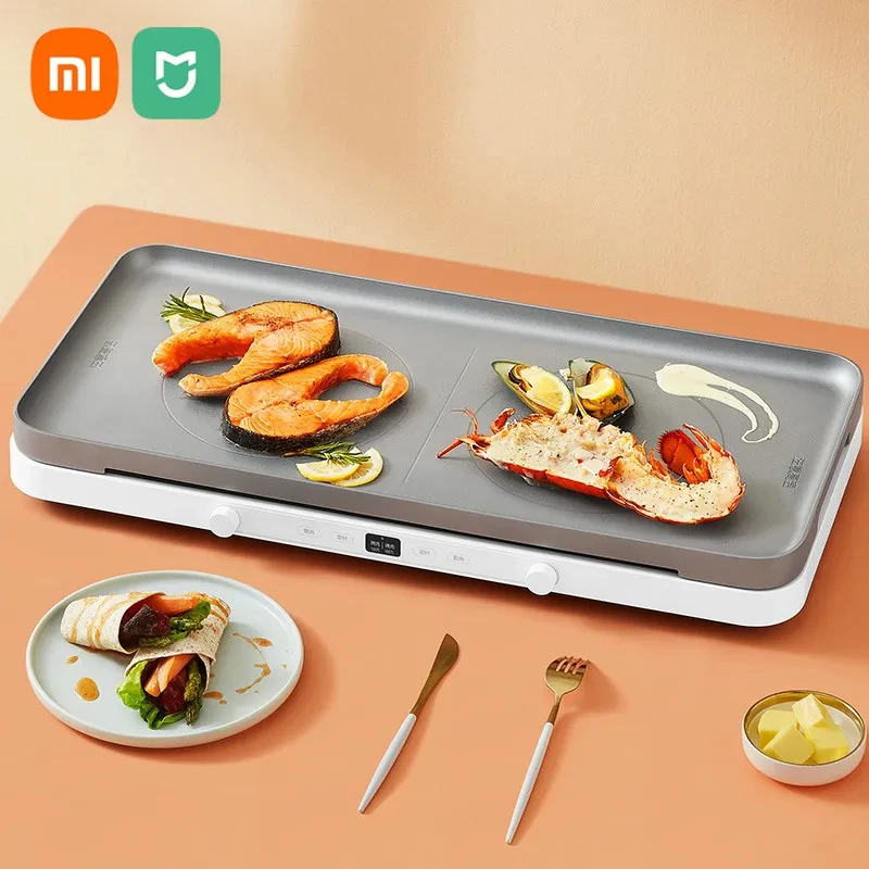 XIAOMI MIJIA Induction Cooker Electric Grill Dual-Cooker Home Multifunction Cooking Pot Large Baking Pan Set induction cooker
