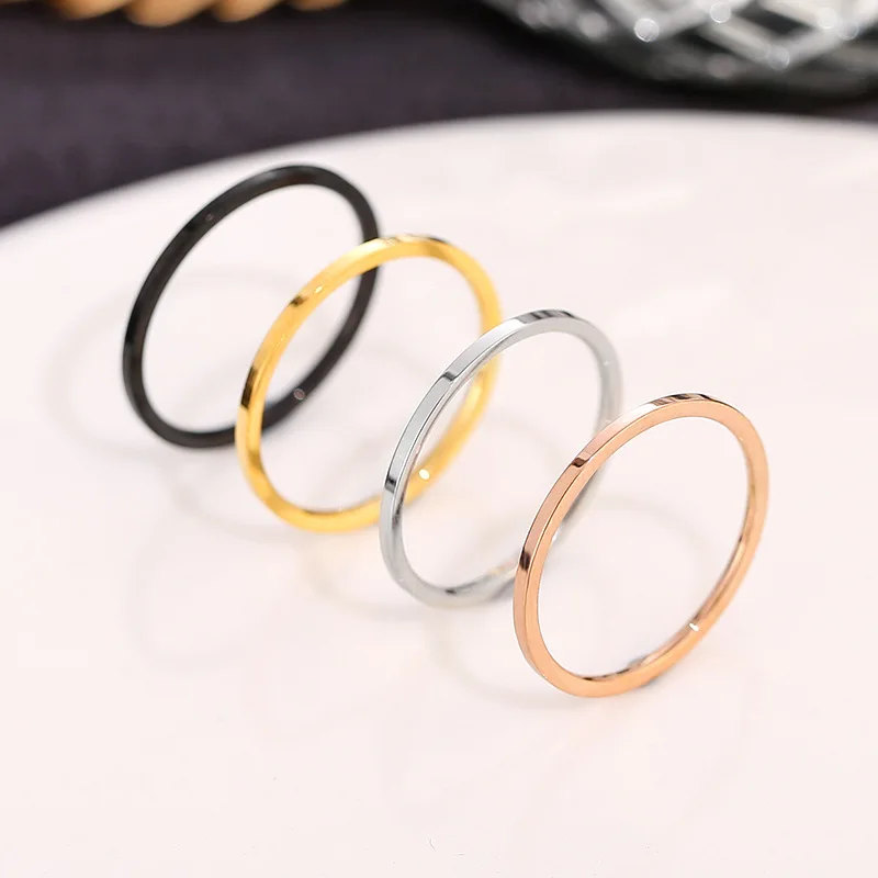 1mm Sleek Thin Flat Ring Stainless Steel Waterproof PVD Plated Fashion Jewelry Pinky Toes Classic Promis Gifts For Men Women 6