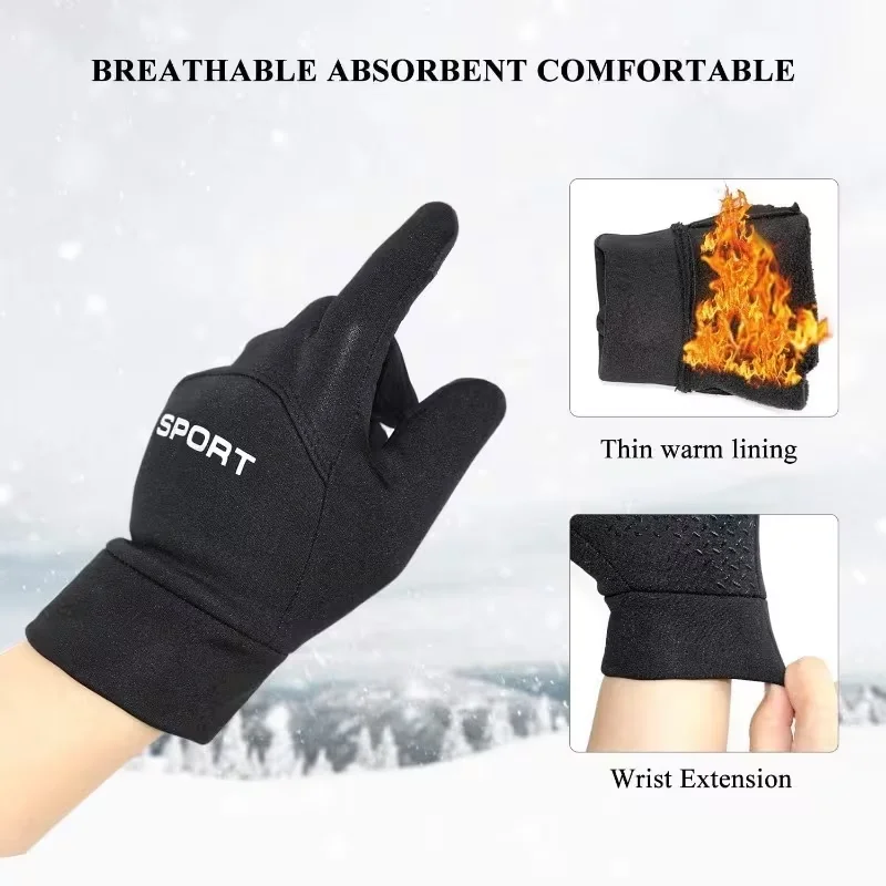 1Pair Men's Warm Gloves, Winter Cycling Gloves, Fishing Gloves, Sports Gloves, Touch Screen Usable