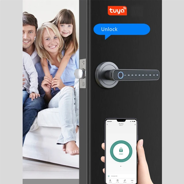 USB Fingerprint Door Lock Smart Lock Aluminum Alloy for Tuya BT Connection APP Password Key Unlocking for Homes Apartments 5