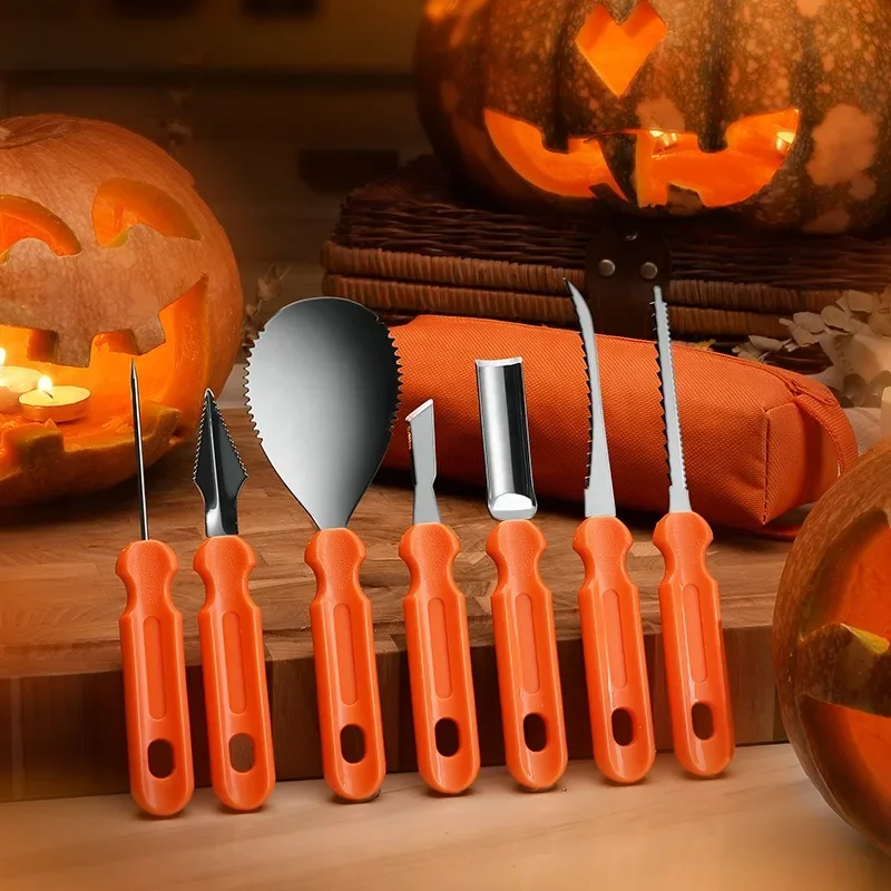 7pcsPumpkinCarvingKitToolsHalloweenPumpkinCarvingToolSet