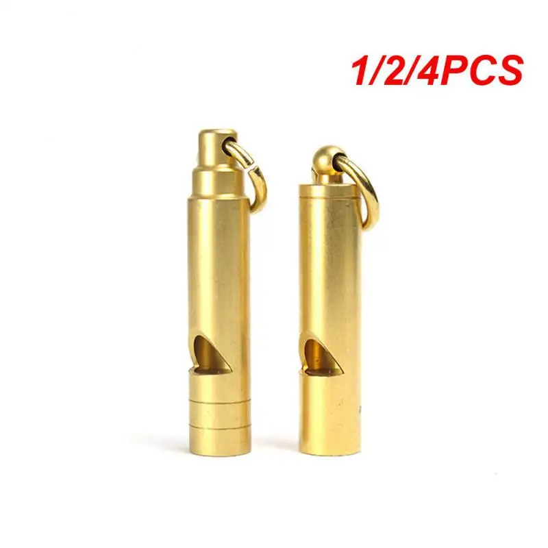 

1/2/4PCS Outdoor Whistle Retro Brass Fashionable Emergency Survival Training Referee Self-defense Camping Copper Key Ring