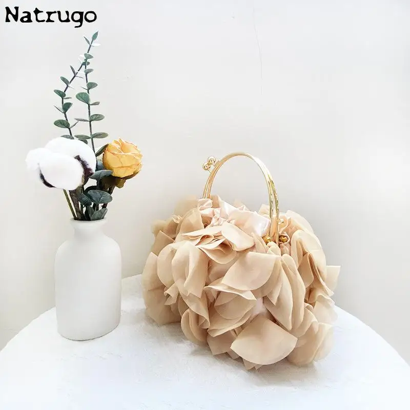 Women's Evening Clutch Exquisite Luxury Designer Chiffon Fabric Party Clutch Bag Female Shoulder Bag Purses Handbag Wedding Bag