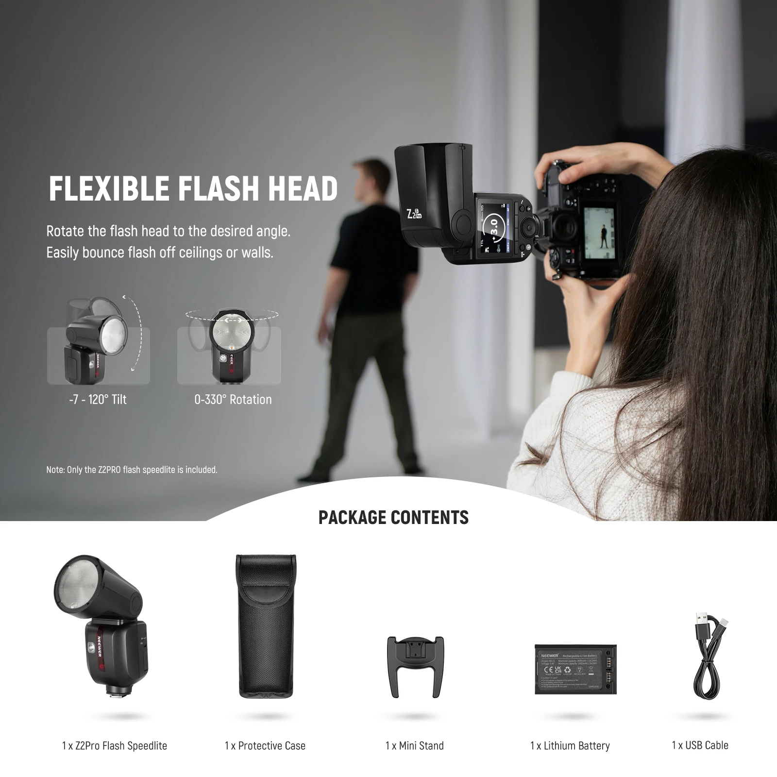 NEEWER Z2 PRO 2.4G TTL 라운드 헤드 플래시 스피드라이트 (/캐논/니콘 무선 호환, 고독스 플래시와 호환)