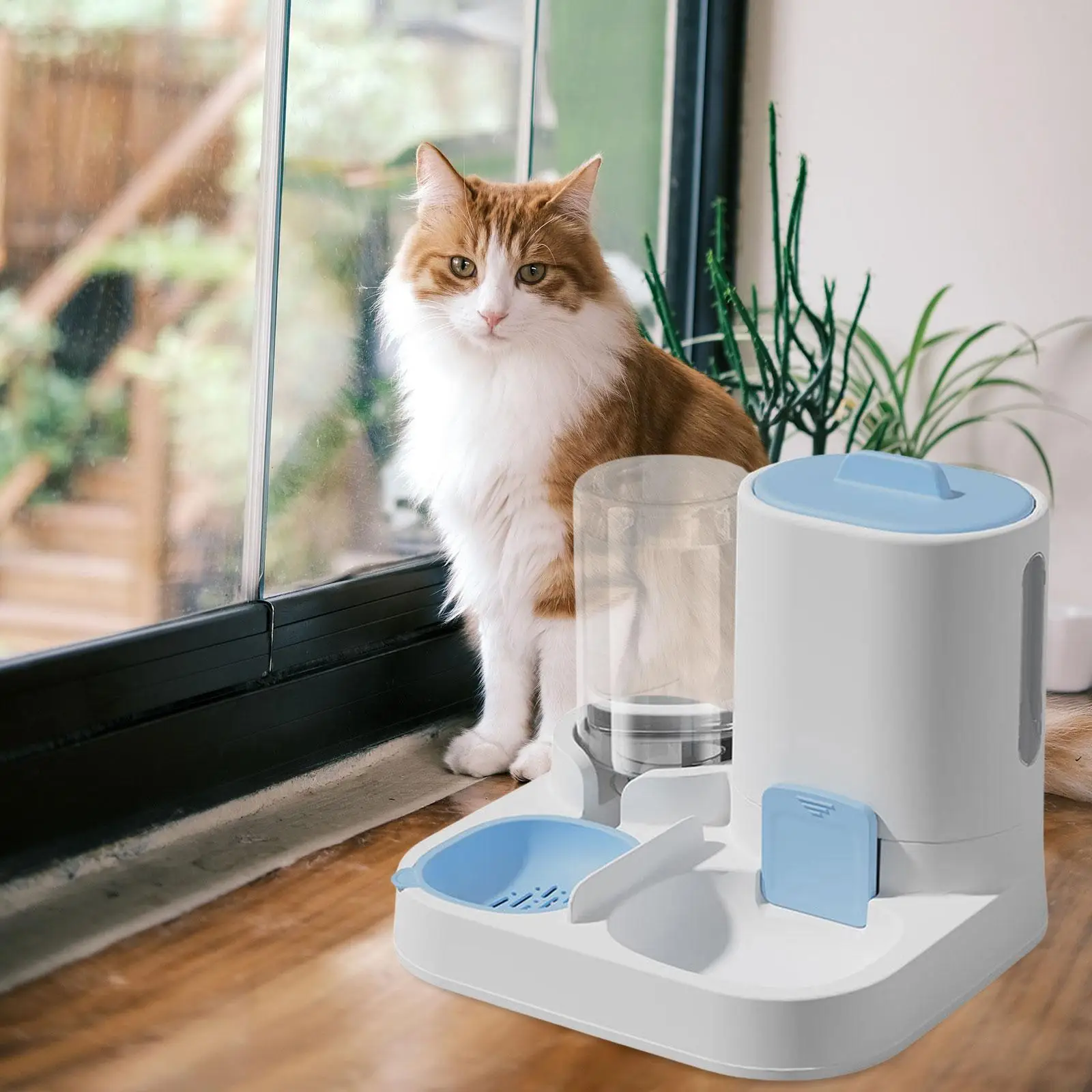 Automatic Pet Feeder Waterer, Pet Bowl Compact Feeding Station Cat Dog Feeder Water Dispenser Automatic Pet Feeder Waterer, Pet Bowl Compact Feeding Station Cat Dog Feeder Water Dispenser