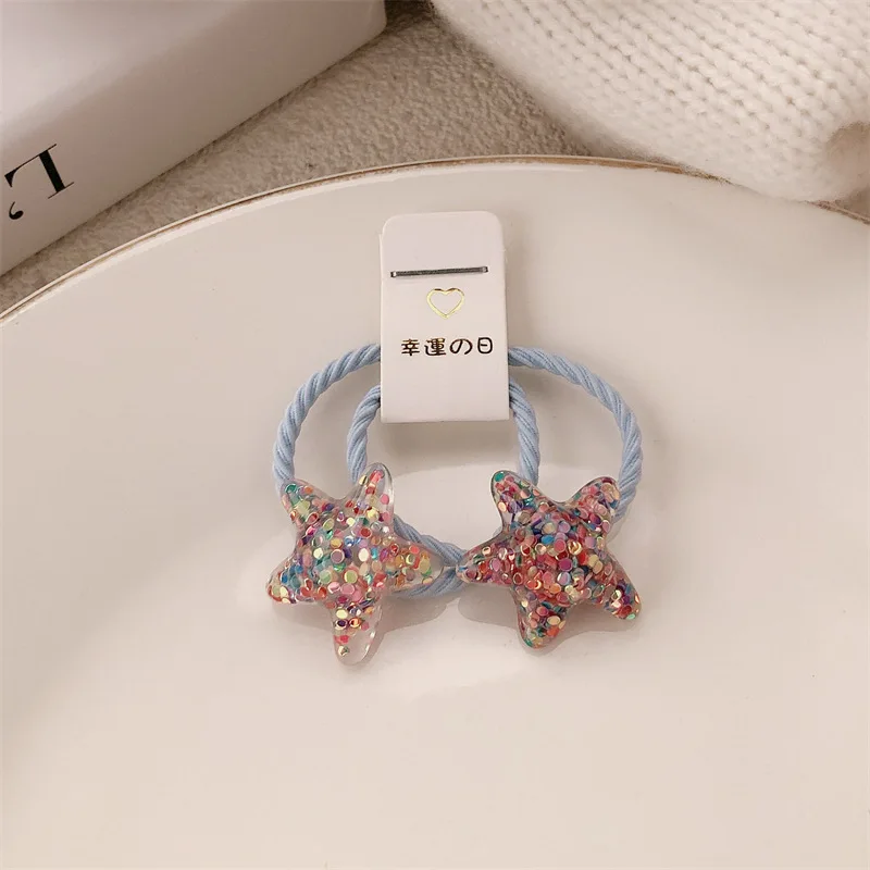 Ocean Sparkling Children's Hair Rope Cute Seahorse Star Small Head Rope Does Not Hurt Hair Baby Tie Head Rubber Band